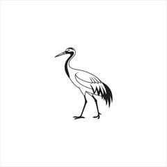 Obraz premium Black and white illustration of a demoiselle crane