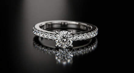 Elegant Diamond Engagement Ring Sparkling Solitaire and Paved Band Design