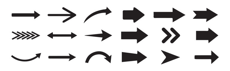Set of Black arrows, arrows different. Arrow icon. Circle arrows, rotate arrow, spinning loading symbol. Circular rotation loading elements, redo process, Victor illustration eps 10.