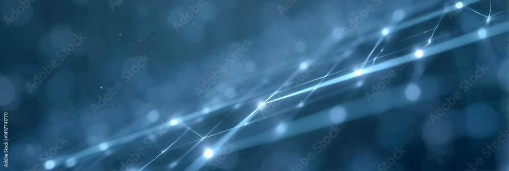 Aufkleber abstract blue background with glowing lines and particles creating a digital network effect for tech