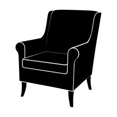 Illustration of a classic black armchair with trim