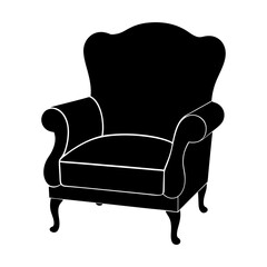 Silhouette of a classic armchair with curved legs