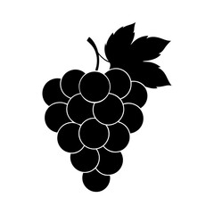 Silhouette of a bunch of grapes with a leaf detail