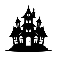 Silhouette of a spooky haunted house illustration
