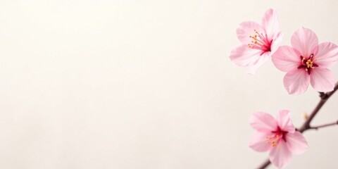 Fototapeta premium Delicate Pink Blossoms on a Branch Against a White Background, a Symbol of Springtime Beauty and Renewal