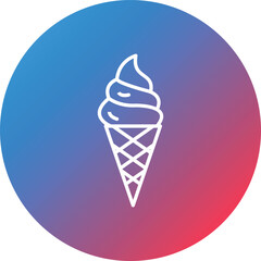 Ice Cream Line Gradient Circle Background Icon