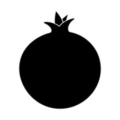 Black silhouette of a pomegranate on white background