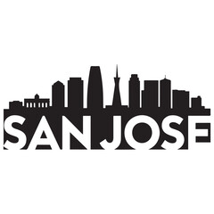 Fototapeta premium Vector San Jose skyline. Travel San Jose famous landmarks. Business and tourism concept for presentation, banner, web site. Vector black silhouette. with white background