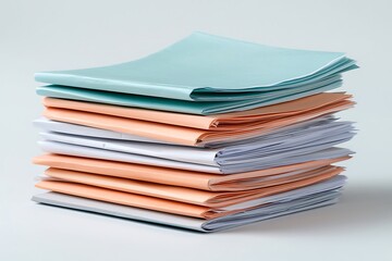 Neatly Stacked Colorful Folders and Papers