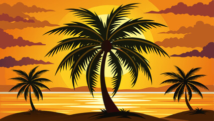 vector of coconut tree silhouette