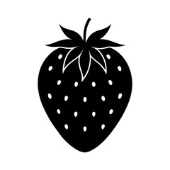 Silhouette of a strawberry with leaves and seeds