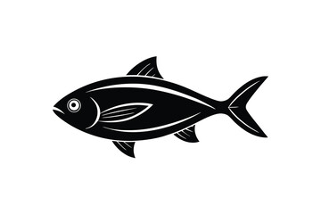 Black silhouette of a tuna fish aquatic animal