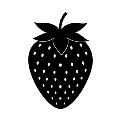 Black silhouette of a strawberry with white seeds