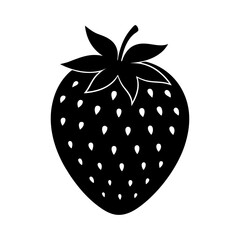 A single black strawberry with white seeds design
