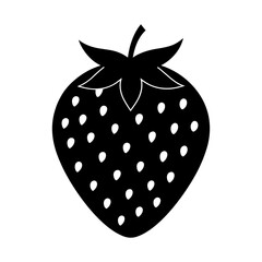 Silhouette of a strawberry with leaves and seeds