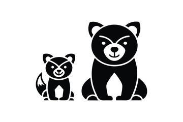 Adorable animal silhouettes parent and child bear cubs