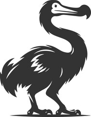 Vector drawing of a dodo bird silhouette black © MDAbdul