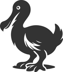 Vector drawing of a dodo bird silhouette black © MDAbdul