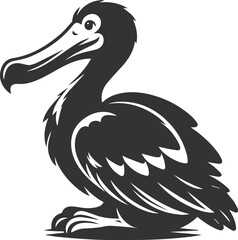 Vector drawing of a dodo bird silhouette black © MDAbdul