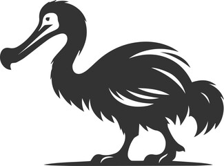 Vector drawing of a dodo bird silhouette black © MDAbdul