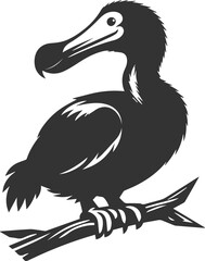Vector drawing of a dodo bird silhouette black © MDAbdul