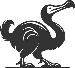 Vector drawing of a dodo bird silhouette black © MDAbdul