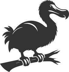 Vector drawing of a dodo bird silhouette black © MDAbdul