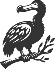 Vector drawing of a dodo bird silhouette black © MDAbdul