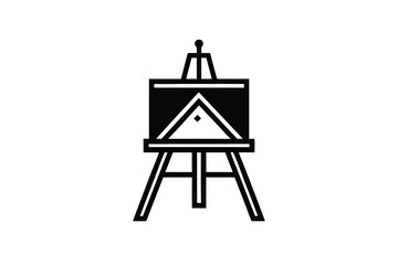 Artist easel silhouette black and white simple design