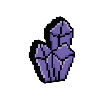  isometric pixel crystal icon vector  pixel art quartz for 8 bit game