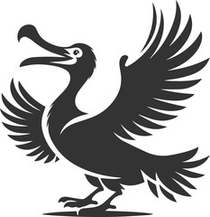 Vector drawing of a dodo bird silhouette black