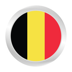 Flag of Belgium. Circle flag icon logo. Round flag. Flag icon. Standard color. 