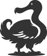 Vector drawing of a dodo bird silhouette black © MDAbdul