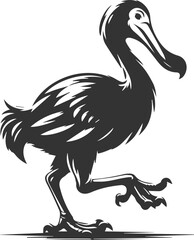 Vector drawing of a dodo bird silhouette black © MDAbdul