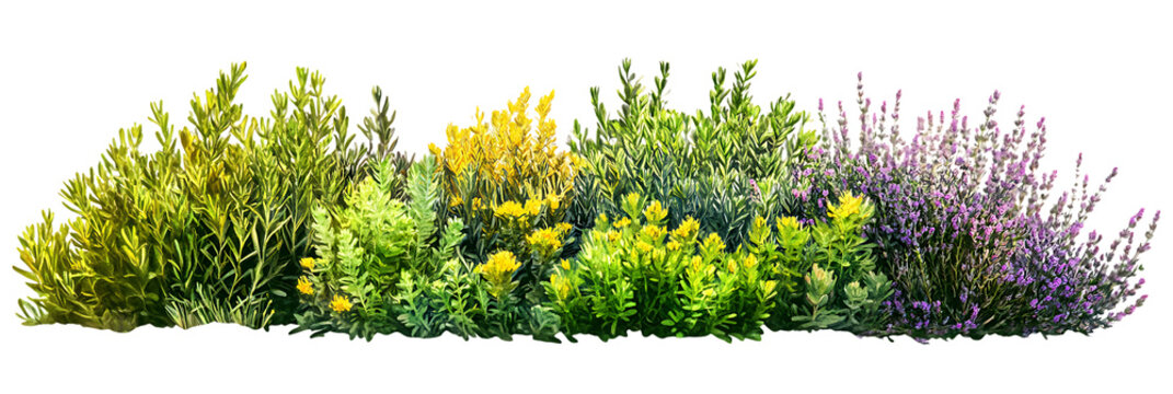 Fototapeta Colorful garden border of assorted flowers and shrubs