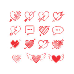 vector illustration of a set of hearts
