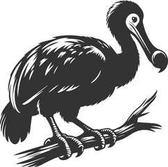Vector drawing of a dodo bird silhouette black © MDAbdul