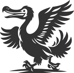 Vector drawing of a dodo bird silhouette black © MDAbdul