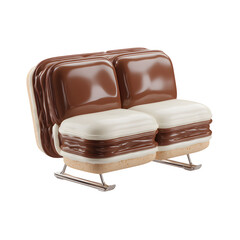 Obraz premium Ice cream sandwich bench with soft chocolate cushion layers and white center seat, dessert-inspired furniture, isolated on transparent background 