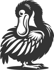 Vector drawing of a dodo bird silhouette black © MDAbdul