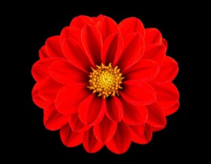 Exotic red dahlia flower isolated on black background
