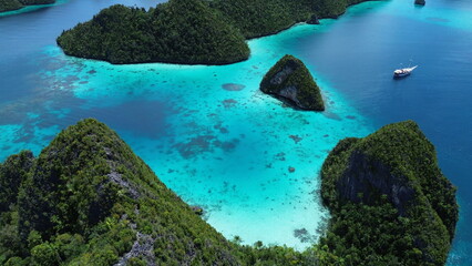 Remote lagoon at Wayag island consisting of limestone islands, Raja Ampat, West Papua, Indonesia