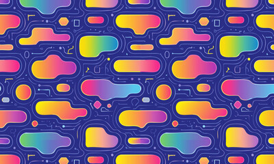 Vibrant Psychedelic Amoeba Pattern Seamless Pattern with Bright Fluid Blobs