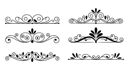 Fototapeta premium Elegant ornamental flourishes and swirls vector illustrations