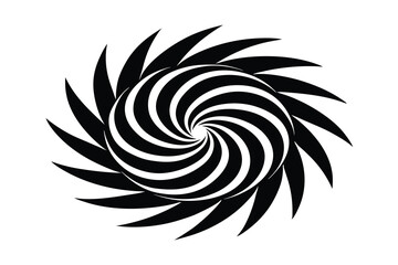 Abstract black and white spiral silhouette design element