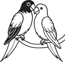 This charming vector of two colorful birds sitting on a branch is ideal for nature-themed designs sold across visual content platforms.