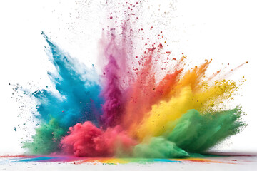Fototapeta premium 3d Rendering Illustration For Podium Holi Festival Of Colors Colorful Gulaal Powder Colorgulal white Background Ai generate.