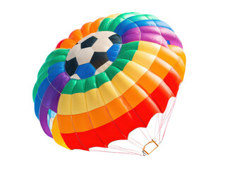 Obraz premium Colorful Rainbow Soccer Ball Hot Air Balloon Design
