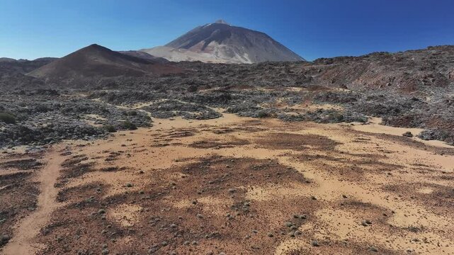 Aerial view of rock formations of El Teide National Park, Tenerife, Canary Islands, Spain