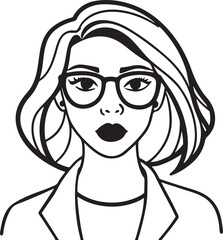 A vibrant portrait of a girl with bold blue glasses, designed for creators offering pop-art or contemporary fashion illustrations.